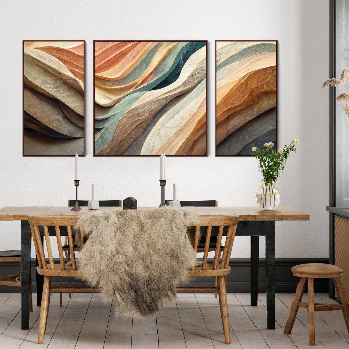 Extra Large Framed Wall Art Pictures for Living Room Abstract Set of