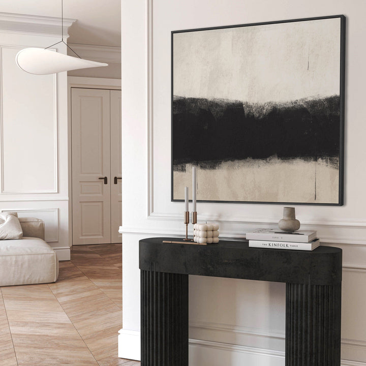 Large Neutral Black Wall Art for Living Room - Framed Canvas Artwork - FFs-2112-B-XL