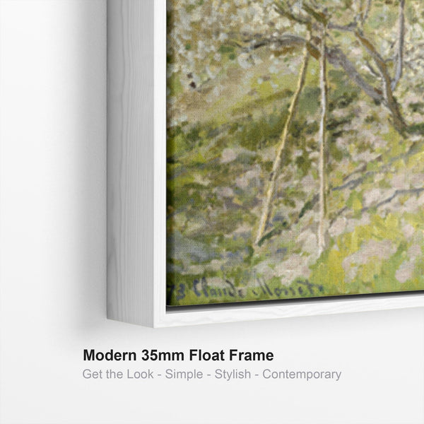 Large Claude Monet Framed Canvas Print of Spring Fruit Trees in Bloom Landscape Painting