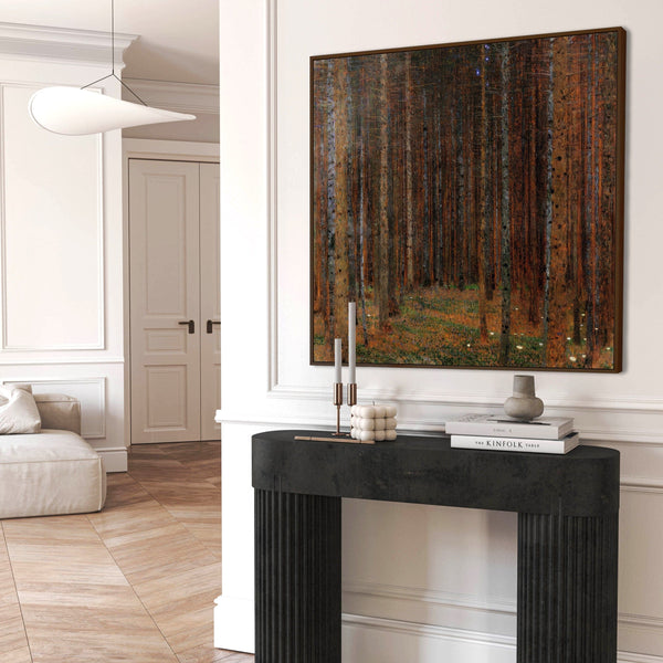 Large Gustav Klimt Tannenwald Framed Forest Wall Art Canvas of Fir Trees - 100cm x 100cm