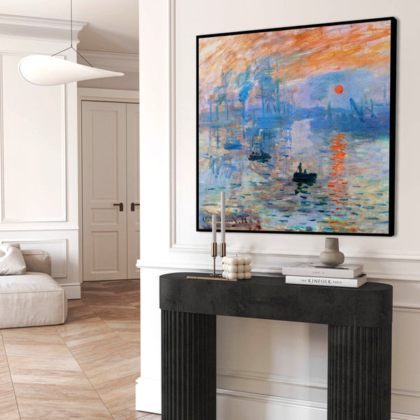 Claude Monet Framed Canvas Wall Art Print - Sunrise - Extra Large XL - 100cm x 100cm Artwork