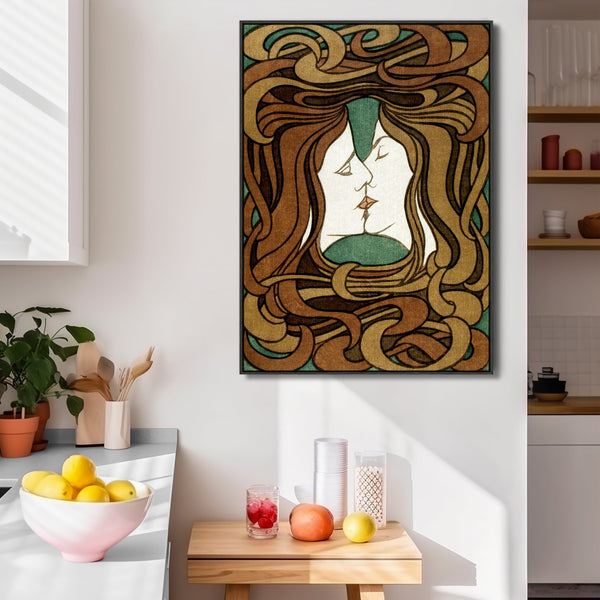 Peter Behrens Lovers Wall Art Framed Canvas Print of The Kiss