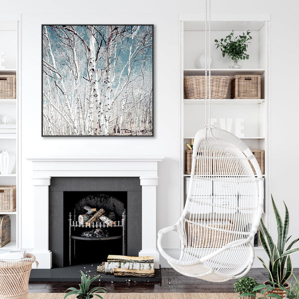 Large Silver Birch Trees Wall Art for Living Room - Framed Canvas