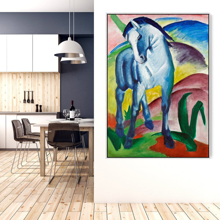 Large Franz Marc Wall Art Framed Canvas Print of Blue Horse Painting - FFp-2201-W-S