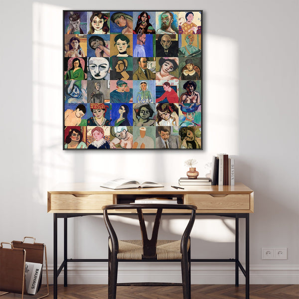 Large Henri Matisse Framed Wall Art Print on Canvas - Colourful 100cm x 100cm Collage