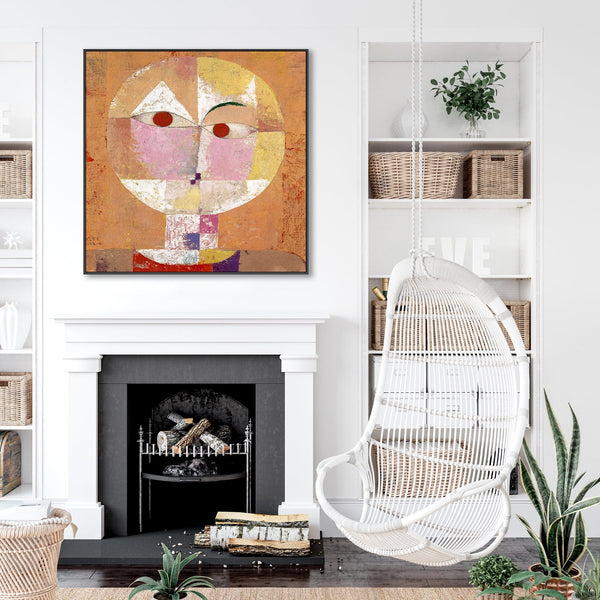 Burnt Orange Abstract Wall Art for Living Room - Senecio by Paul Klee Framed Canvas