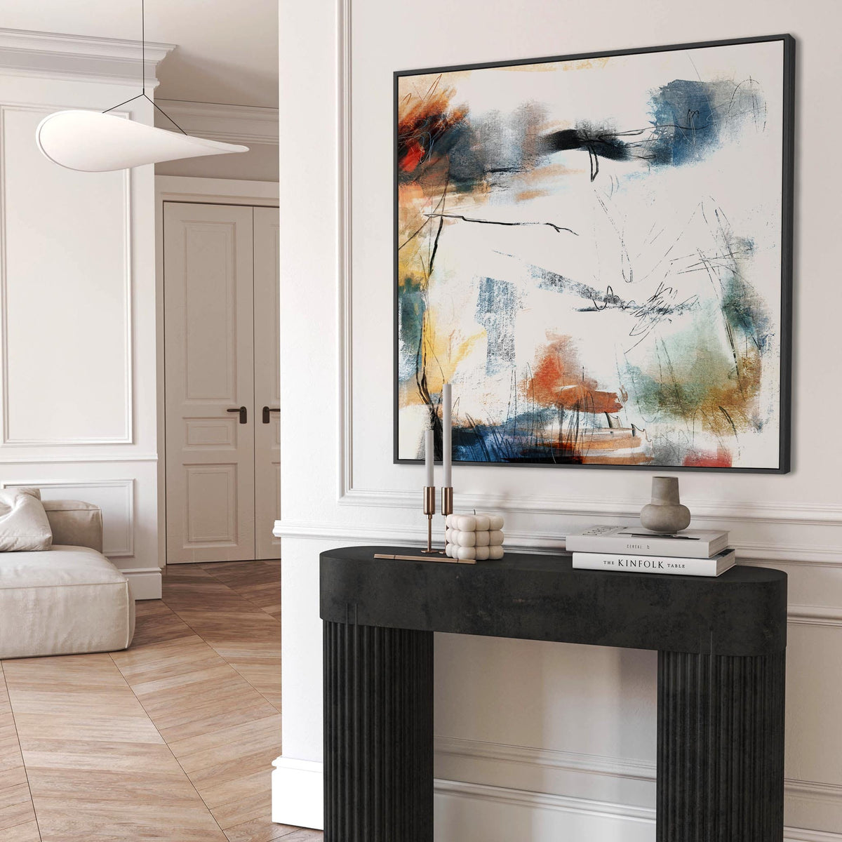 Large Modern Contemporary Abstract Wall Art - Framed Colourful Canvas ...