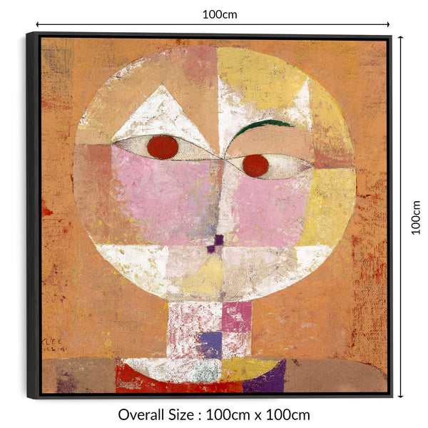 Burnt Orange Abstract Wall Art for Living Room - Senecio by Paul Klee Framed Canvas