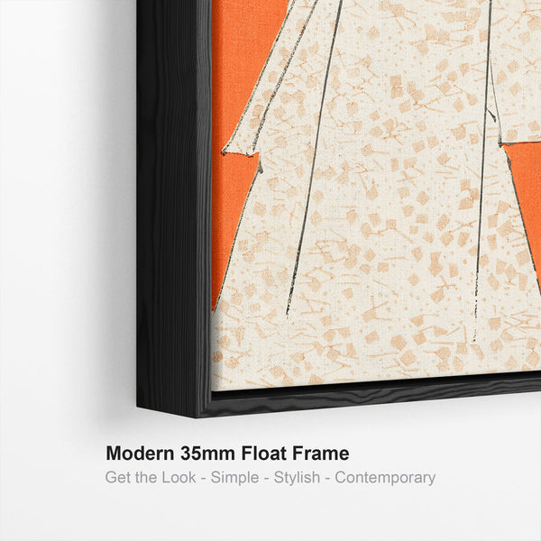 Large Orange Abstract Wall Art Framed Japanese Robe Canvas Print