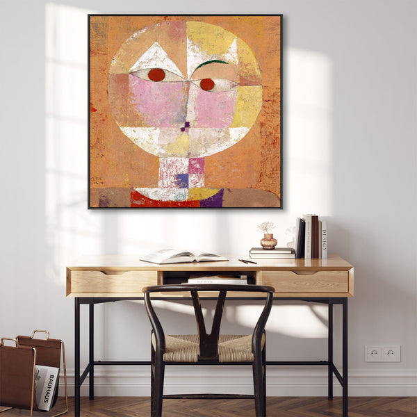 Burnt Orange Abstract Wall Art for Living Room - Senecio by Paul Klee Framed Canvas