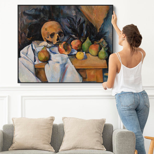Large Paul Cezanne Wall Art Framed Canvas Print of Still Life with Skull Famous Painting