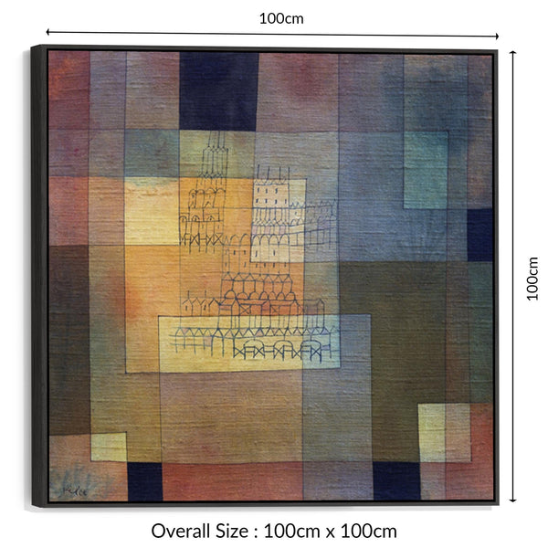 Large Colourful Paul Klee Abstract Wall Art Framed Canvas Print of Polyphonic Architecture Painting - 100cm x 100cm