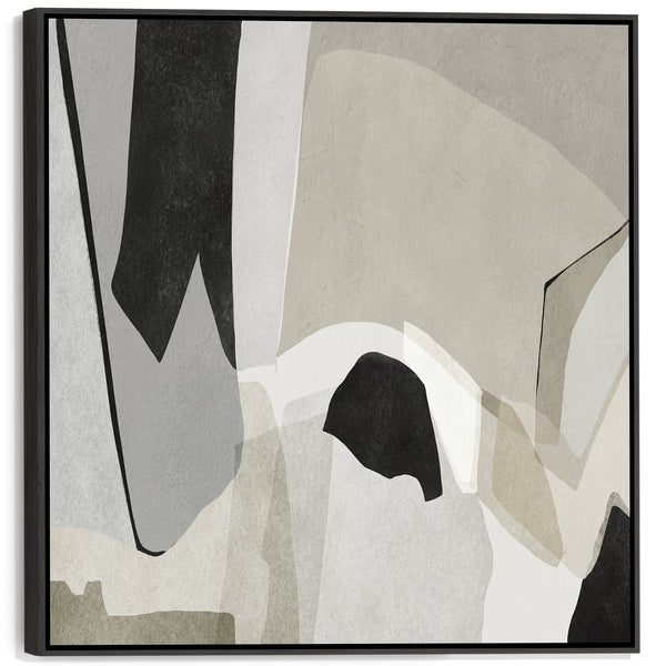 Large Sage Neutral Framed Wall Art - Abstract Canvas for Living Room