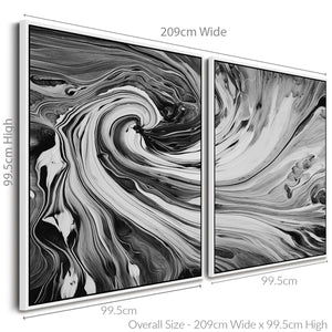 Extra Large Framed Canvas Wall Art for Living Room - Black White Abstract - XL 209cm Wide