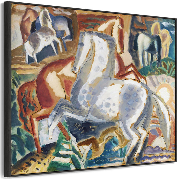 Leo Gestel Framed Artwork on Canvas Abstract Horses
