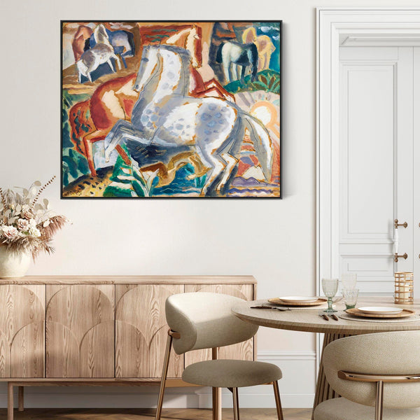 Leo Gestel Framed Artwork on Canvas Abstract Horses