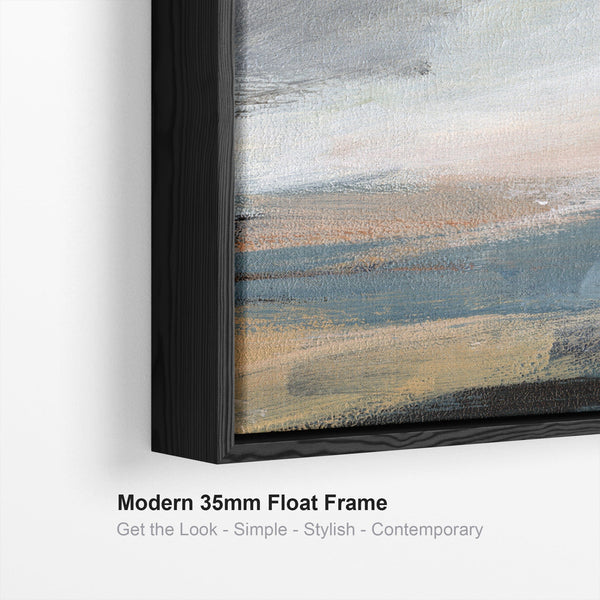 Extra Large Framed Abstract Artwork for Living Room - Blue Grey Canvas Wall Art - XXL 212cm Wide