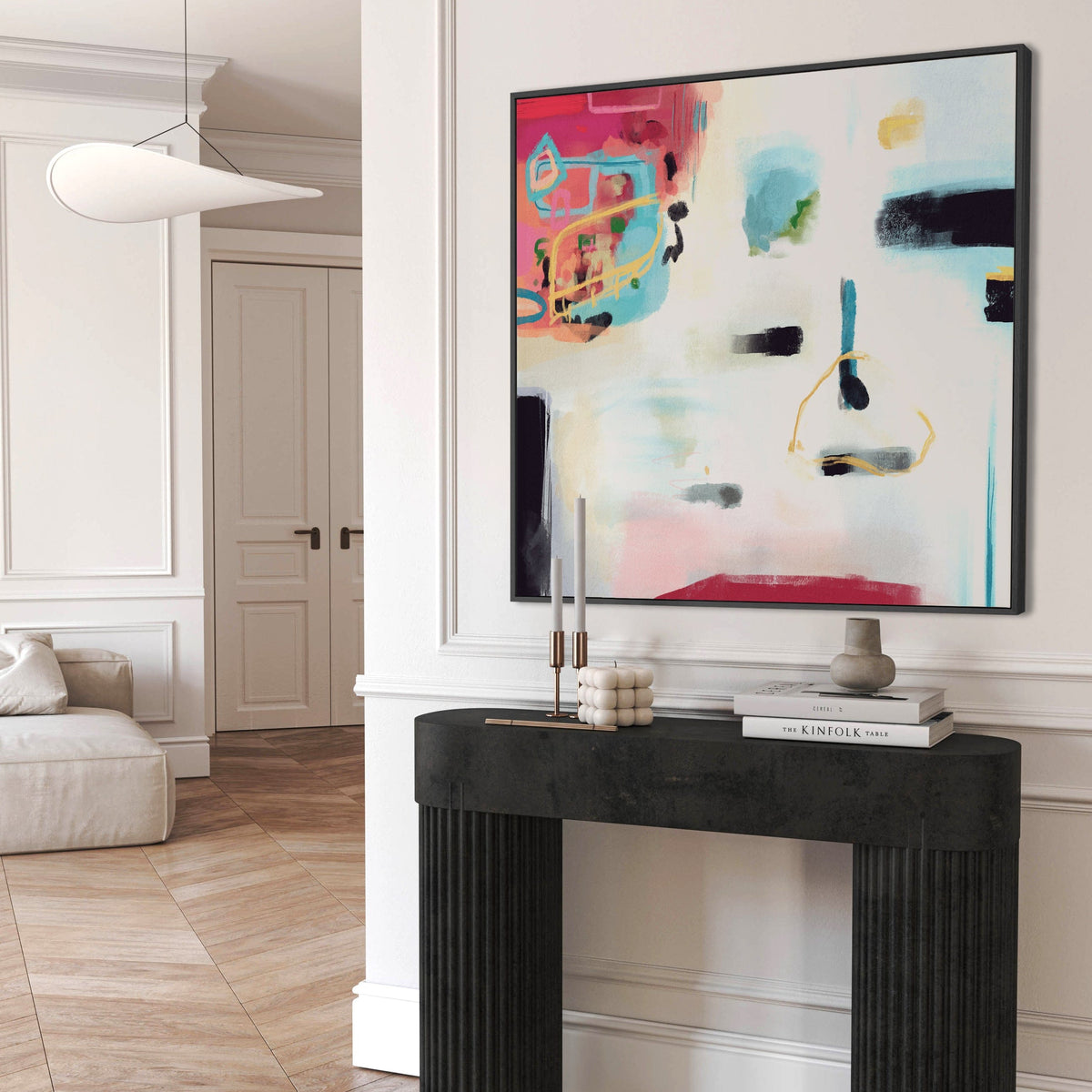 Large Colourful Wall Art for Living Room - Modern Framed Abstract