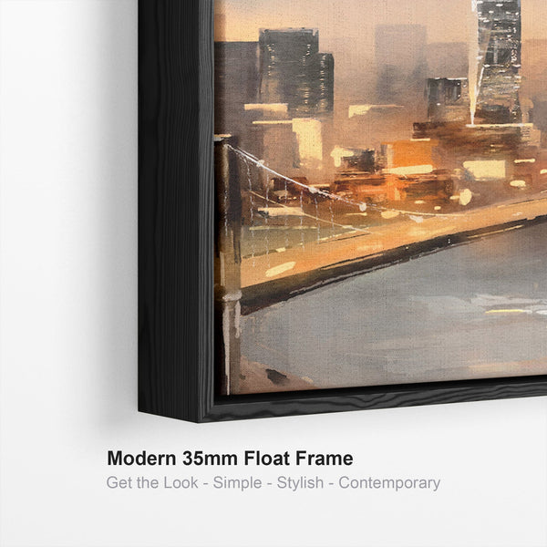 Extra Large Framed Wall Art Pictures for Living Room - NYC Set of 3 - New York City Skyline at Night - XXL 212cm Wide