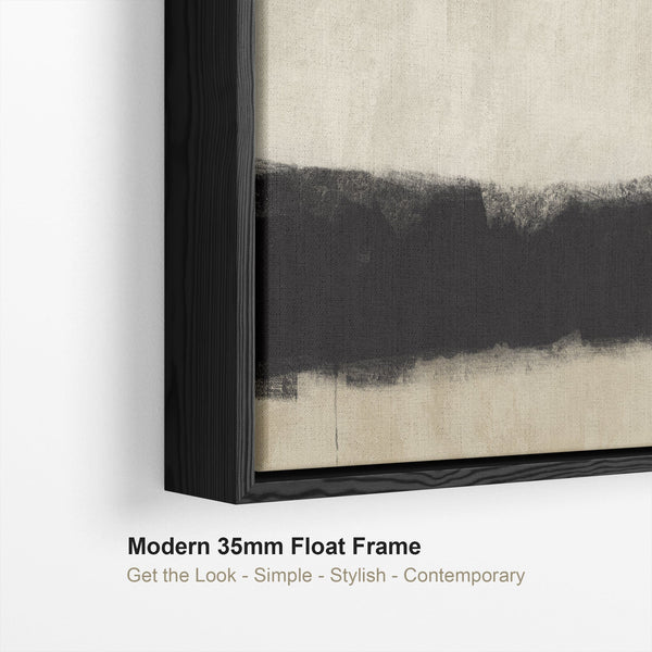 Neutral Wall Art for Living Room - Large Framed Set of 3 - Cream Black Abstract
