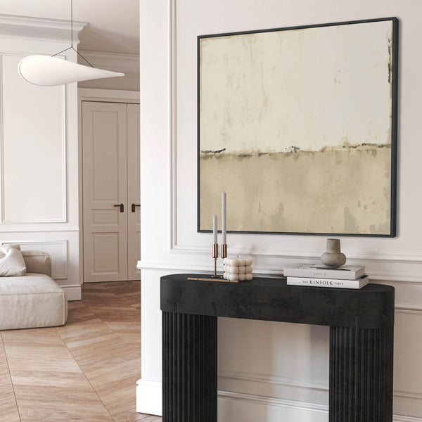 Neutral Abstract Framed Canvas Wall Art - Modern Cream Square Artwork