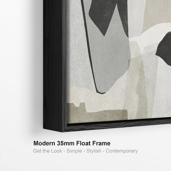 Large Sage Neutral Framed Wall Art - Abstract Canvas for Living Room