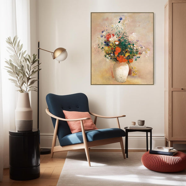 Odilon Redon Floral Artwork Canvas Print Framed Vase of Flowers