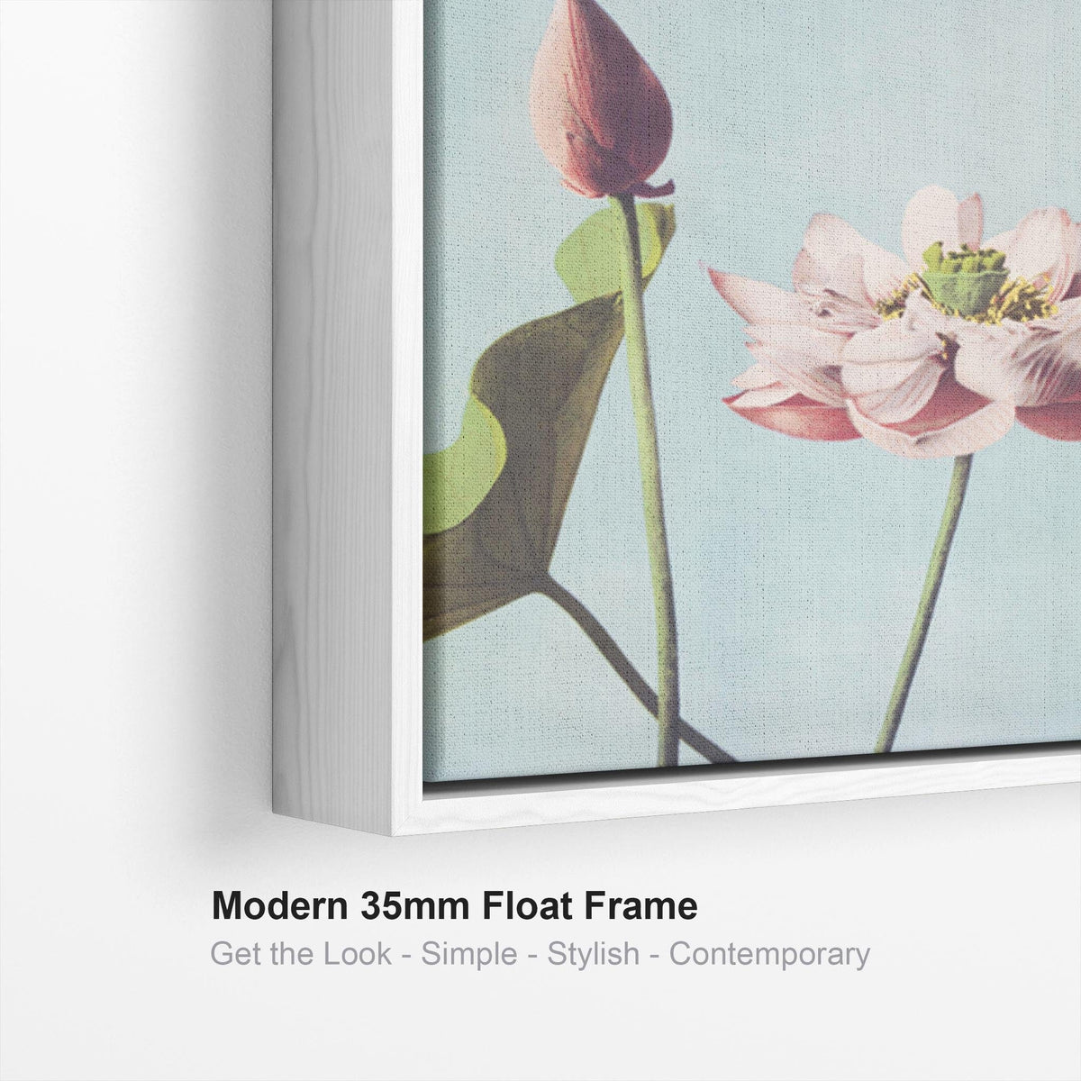 Japanese Pink Floral Wall Art Framed Canvas Print of Lotus Flowers by ...