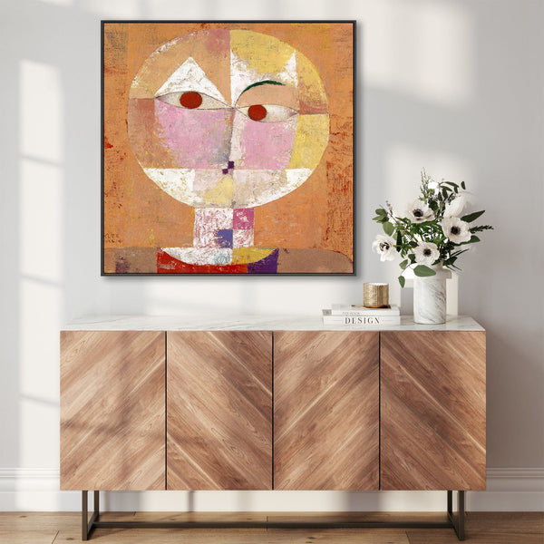 Burnt Orange Abstract Wall Art for Living Room - Senecio by Paul Klee Framed Canvas