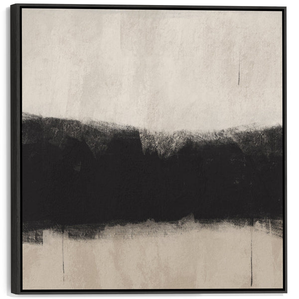 Large Neutral Black Wall Art for Living Room - Framed Canvas Artwork