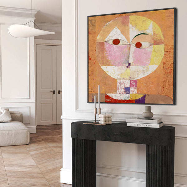 Burnt Orange Abstract Wall Art for Living Room - Senecio by Paul Klee Framed Canvas