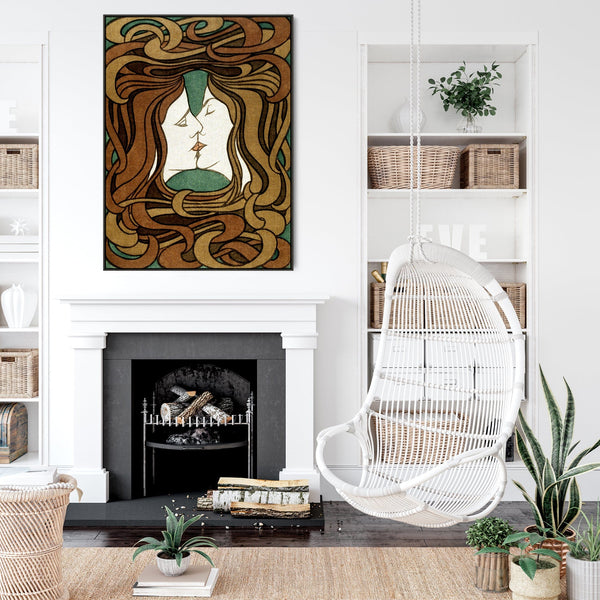 Peter Behrens Lovers Wall Art Framed Canvas Print of The Kiss