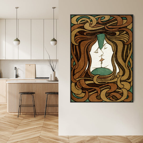 Peter Behrens Lovers Wall Art Framed Canvas Print of The Kiss