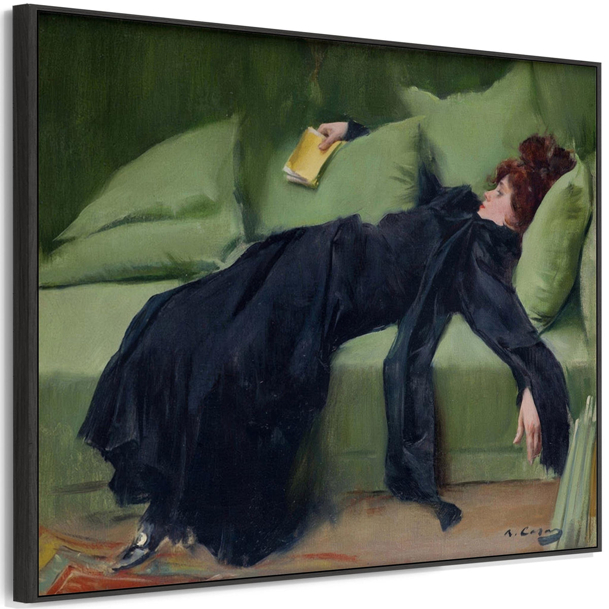 Ramon Casas - Framed Wall Art Print Canvas Picture - Decadent Woman Af