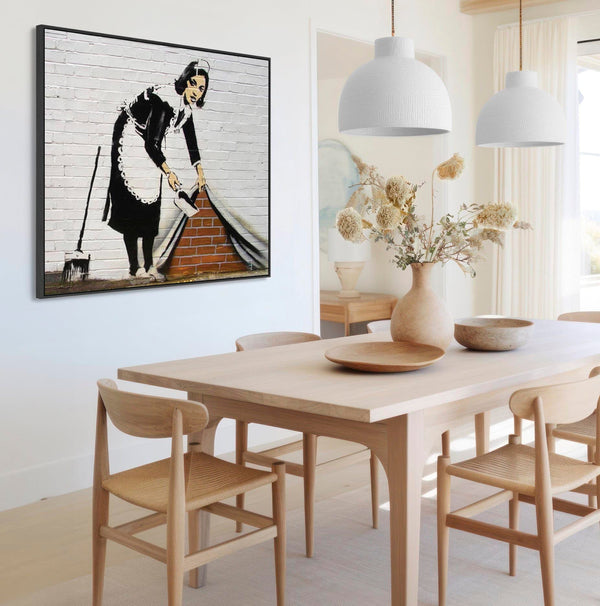 Large Banksy Framed Canvas Art Print - Sweep It Under The Carpet