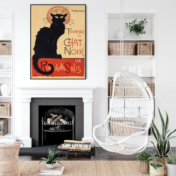 Black Cat Wall Art Framed Le Chat Noir Paris Canvas Print