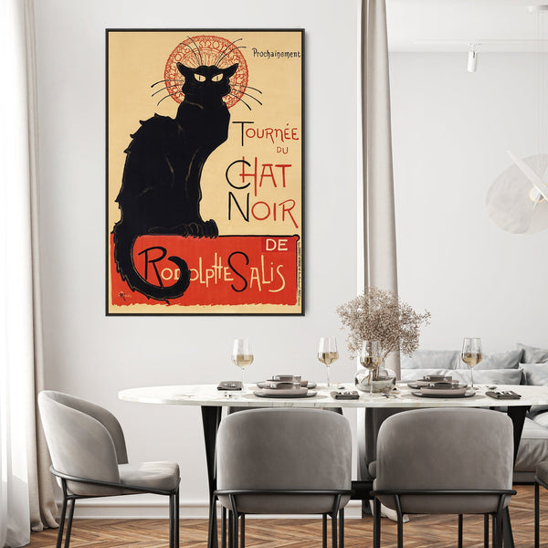 Black Cat Wall Art Framed Le Chat Noir Paris Canvas Print
