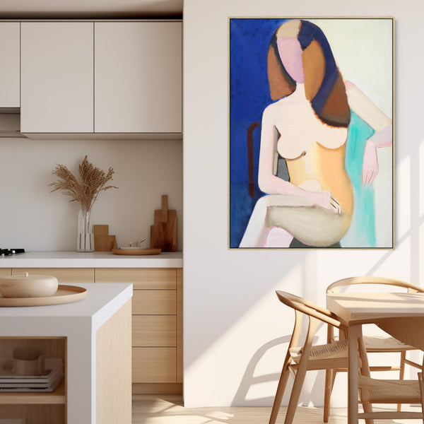 Vilhelm Lundstrom Framed Canvas Artwork Print Seated Female Model in Blue