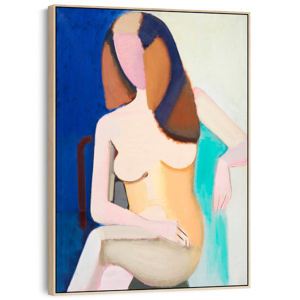 Vilhelm Lundstrom Framed Canvas Artwork Print Seated Female Model in Blue