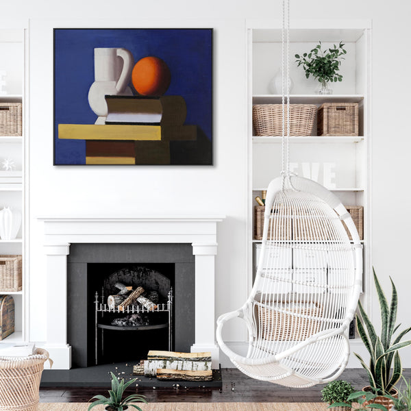 Vilhelm Lundstrom Framed Artwork Print on Canvas Still Life Arrangement - Jug Orange Book