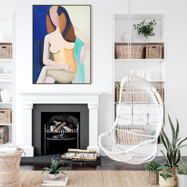 Vilhelm Lundstrom Framed Canvas Artwork Print Seated Female Model in Blue