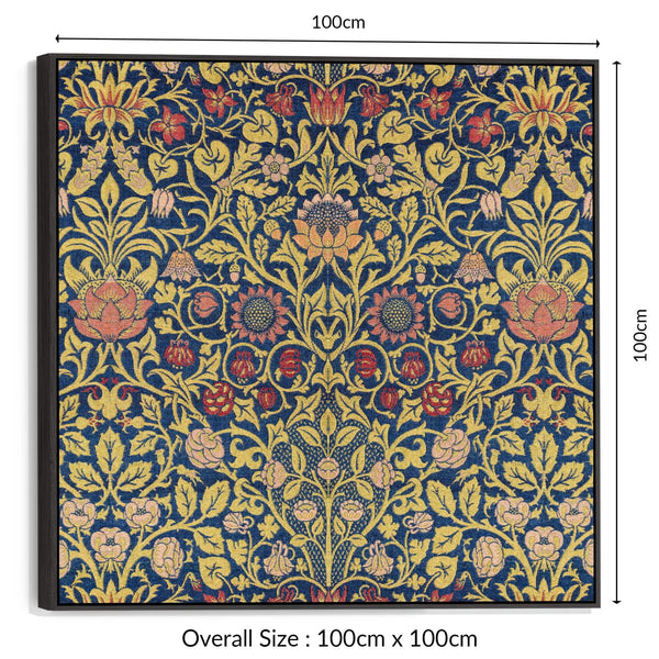 Large Colourful William Morris Wall Art Framed Canvas Print of Violet and Columbine Pattern - 100cm x 100cm