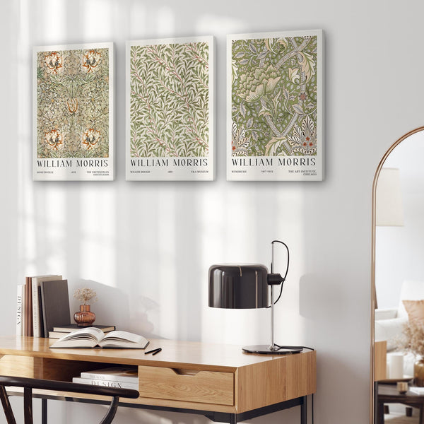 William Morris - Floral Canvas Wall Art Prints - Set of 3 - Ready to Hang