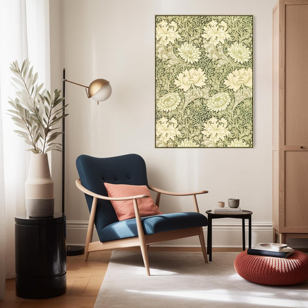 William Morris Floral Canvas Artwork Framed Print Chrysanthemum Flower