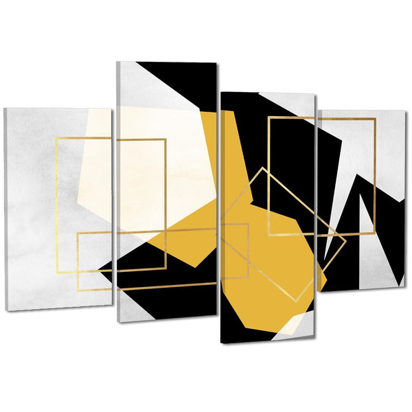Mustard Yellow Black Geometric Canvas Art Pictures