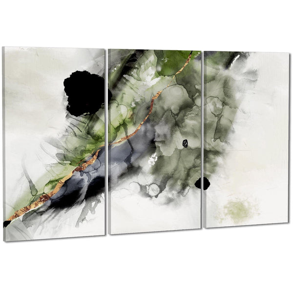 Abstract Lime Green Grey Painting Canvas Wall Art Print