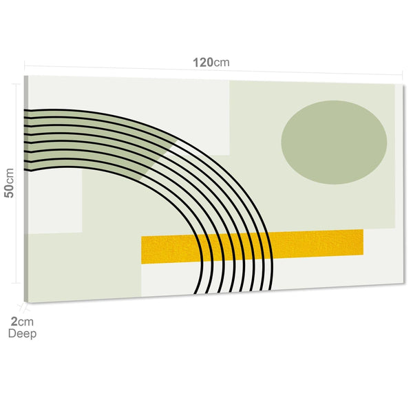 Abstract Sage Green Yellow Geometric Design Canvas Art Prints