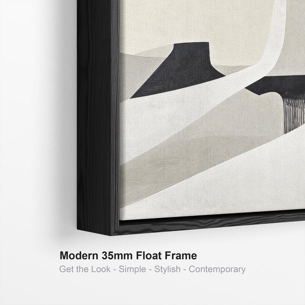 Entry Hallway Framed Artwork on Canvas Neutral Abstract Beige Black