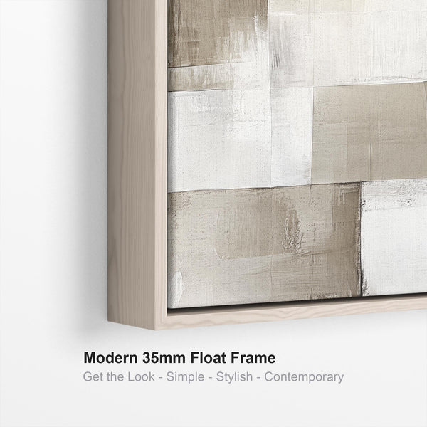 Entrance Hallway Neutral Abstract Artwork Canvas Print Framed Beige