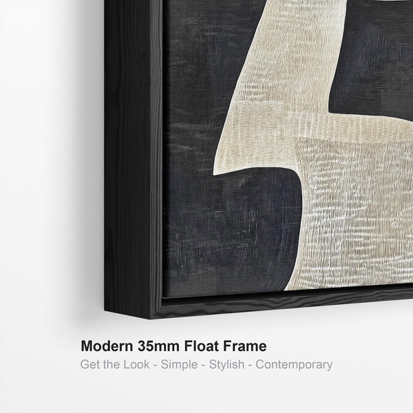 Kitchen Artwork Print Framed Canvas Abstract Beige Cream Black